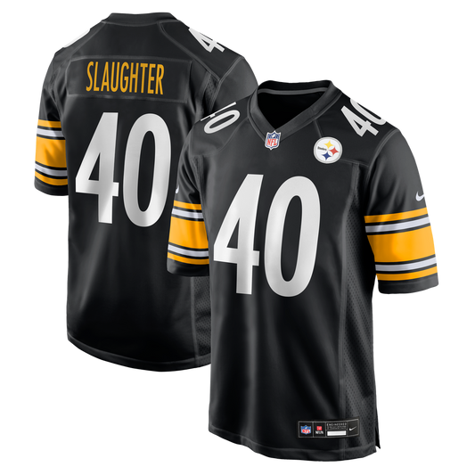 Men's Pittsburgh Steelers Doneiko Slaughter Nike Black Team Game Jersey - Image 1