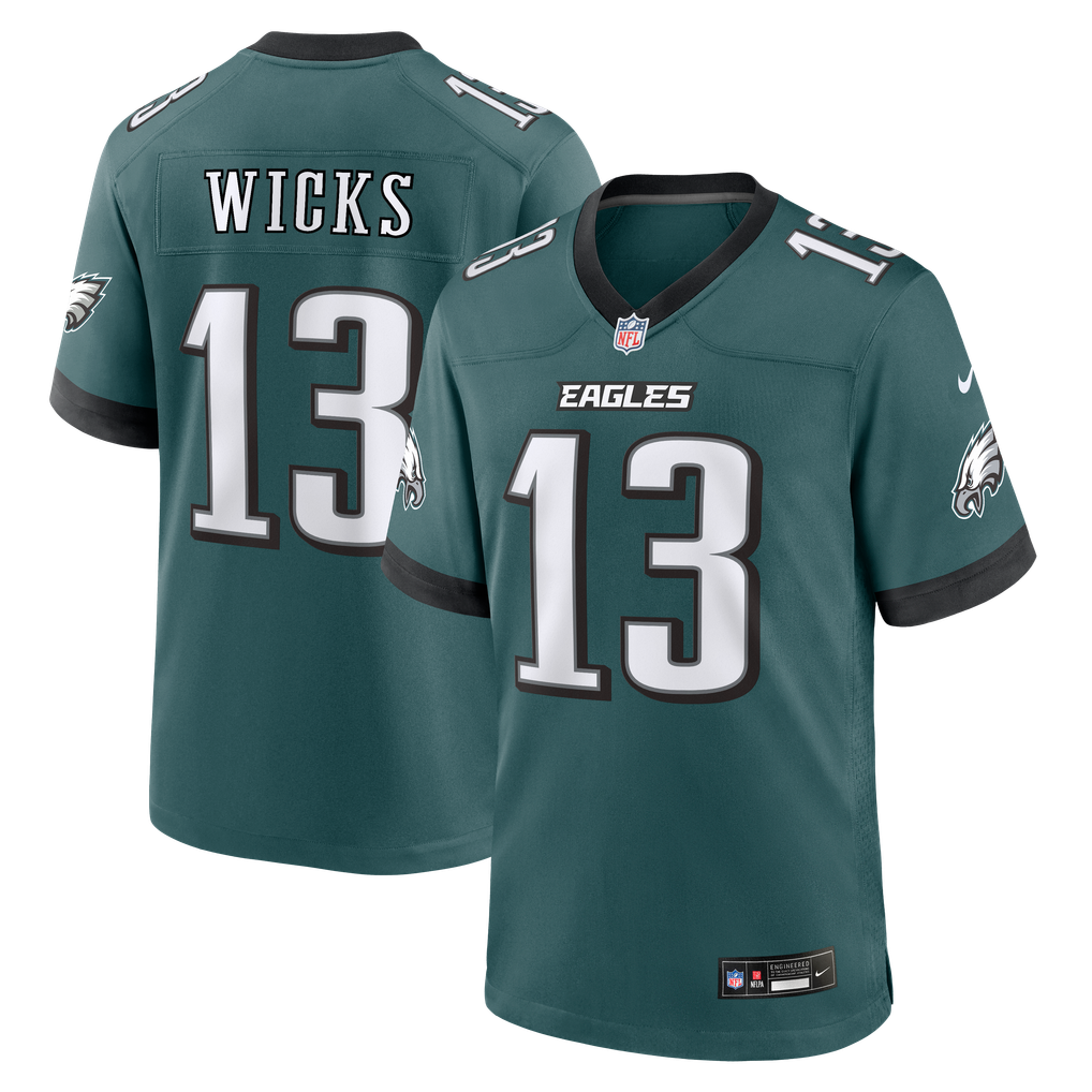 Men's Philadelphia Eagles Dontayvion Wicks Nike Midnight Green Team Game Jersey - Image 2