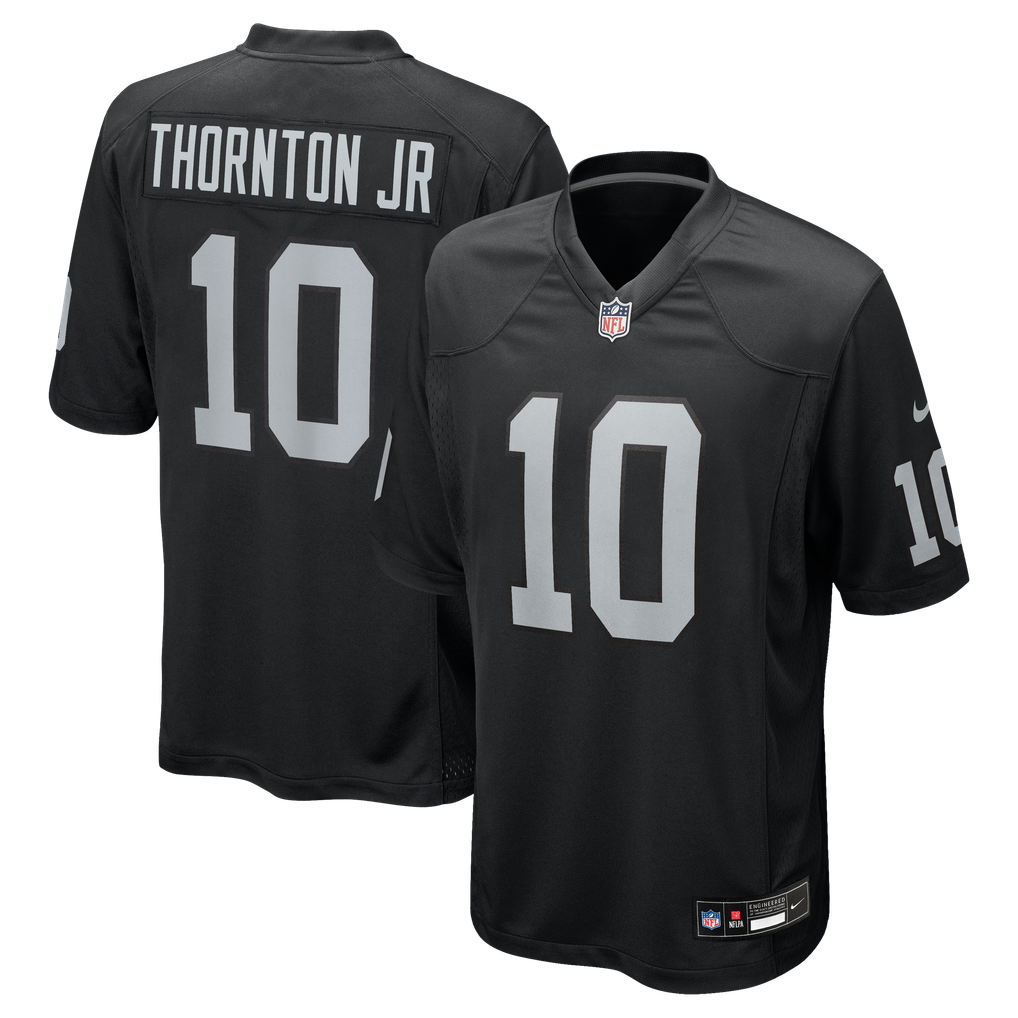 Men's Las Vegas Raiders Dont'e Thornton Jr. Nike  Black Team Game Jersey - Image 1