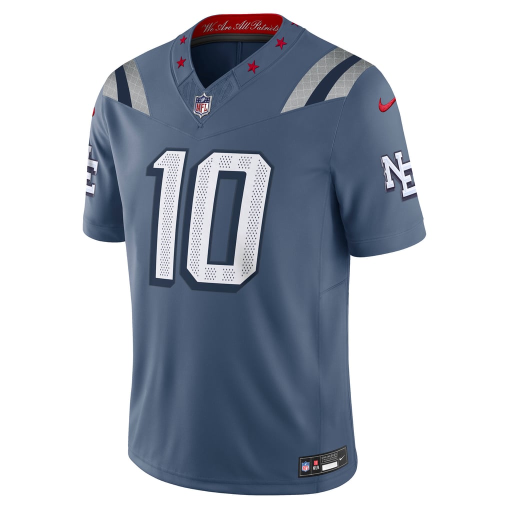 Men's New England Patriots Drake Maye Nike Blue Rivalries Collection Stitched Limited Jersey - Image 3