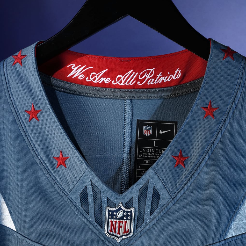 Men's New England Patriots Drake Maye Nike Blue Rivalries Collection Stitched Limited Jersey - Image 5