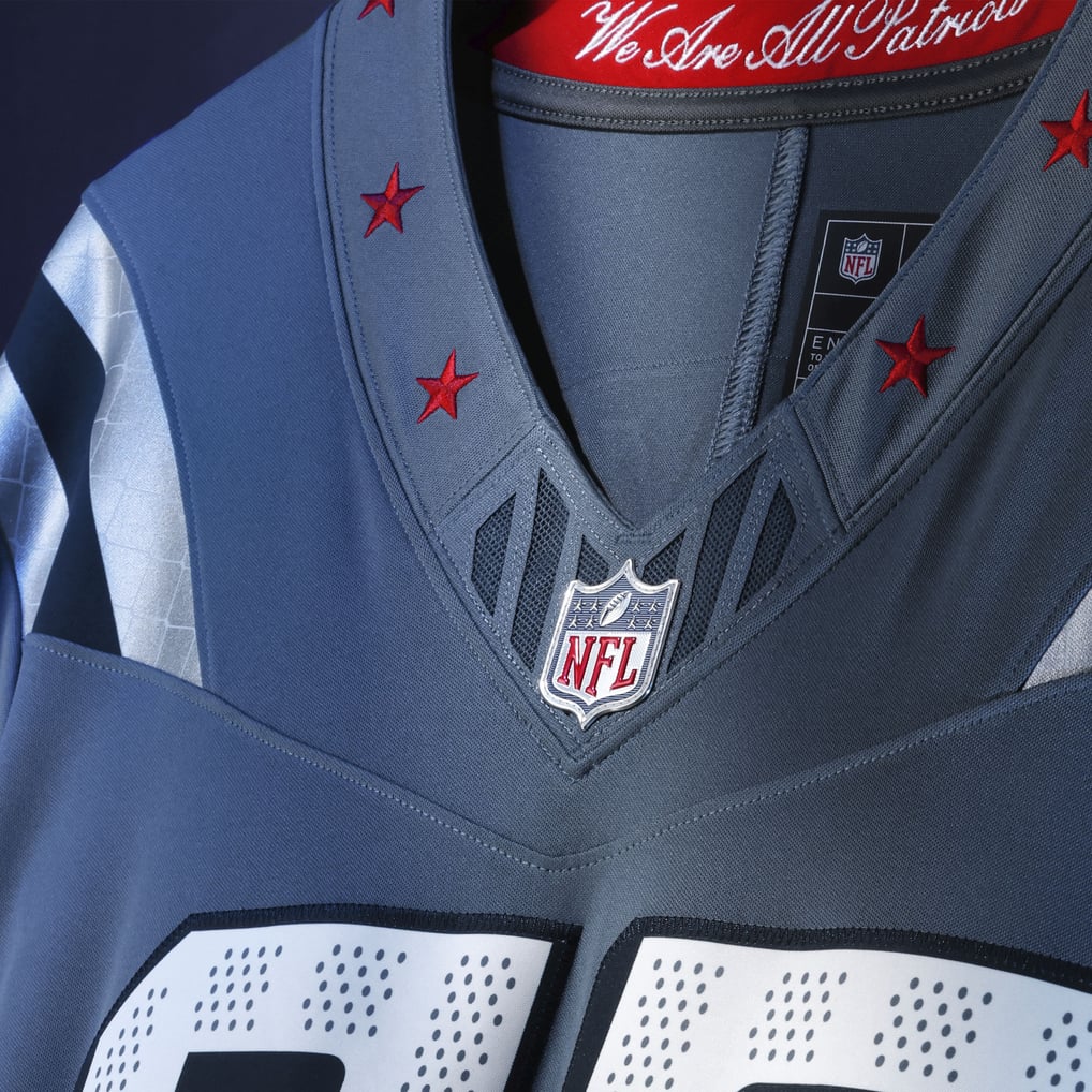 Men's New England Patriots Drake Maye Nike Blue Rivalries Collection Stitched Limited Jersey - Image 6