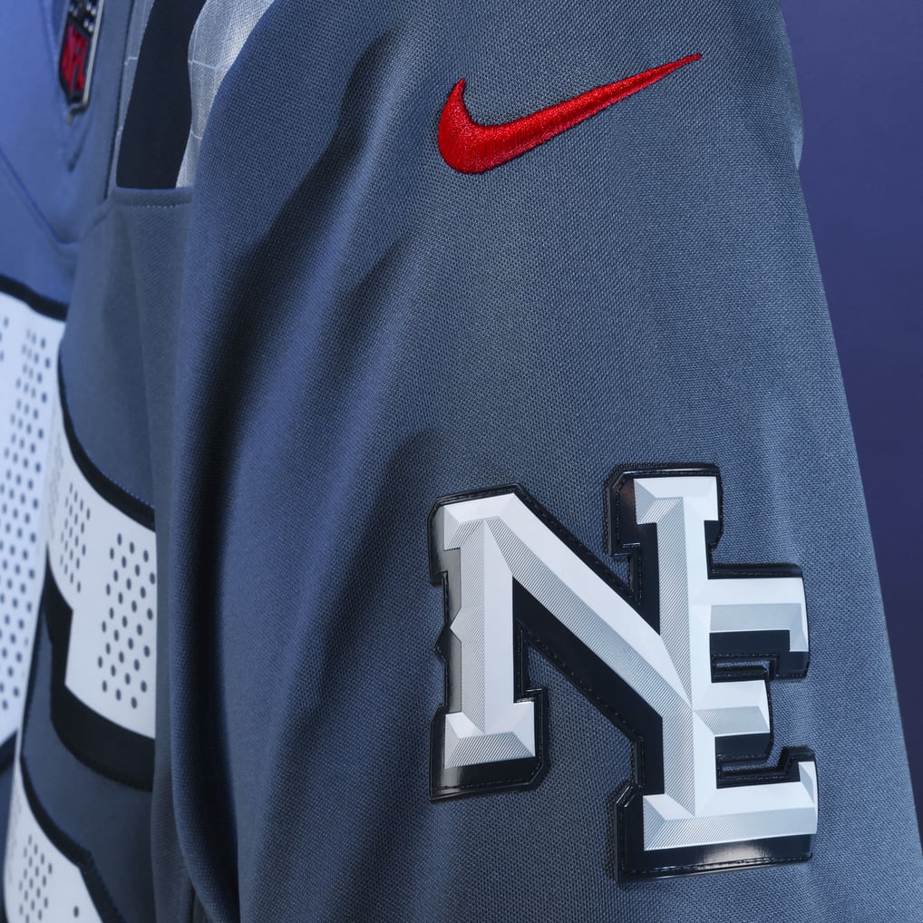 Men's New England Patriots Drake Maye Nike Blue Rivalries Collection Stitched Limited Jersey - Image 7