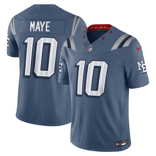 Men's New England Patriots Drake Maye Nike Blue Rivalries Collection Stitched Limited Jersey - Image 1
