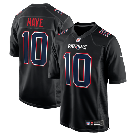 Men's New England Patriots Drake Maye Nike Carbon Black Fashion Game Jersey - Image 1