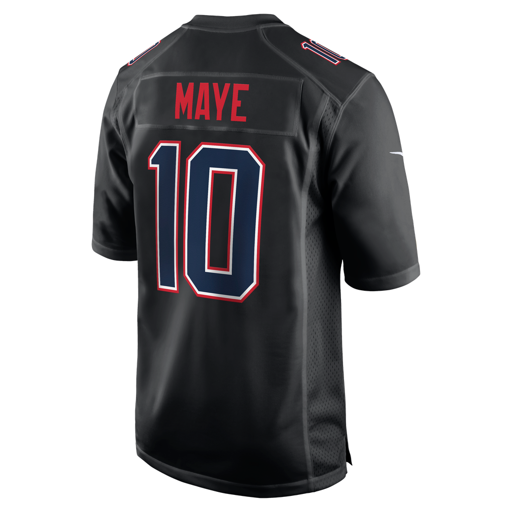 Men's New England Patriots Drake Maye Nike Carbon Black Game Jersey - Image 4