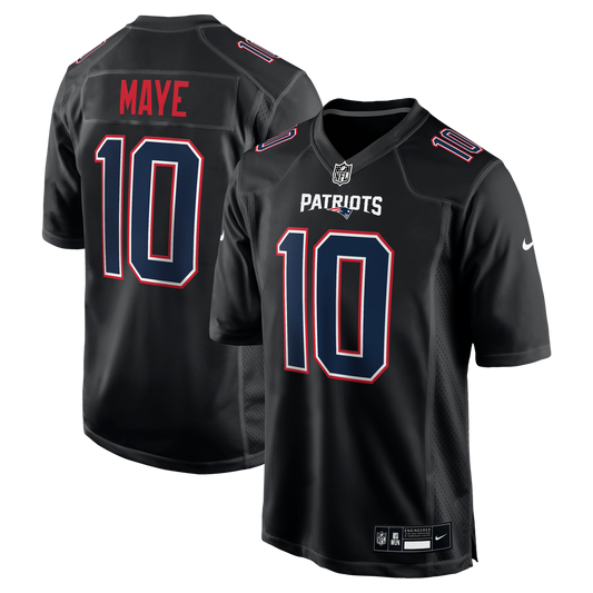 Men's New England Patriots Drake Maye Nike Carbon Black Game Jersey - Image 1