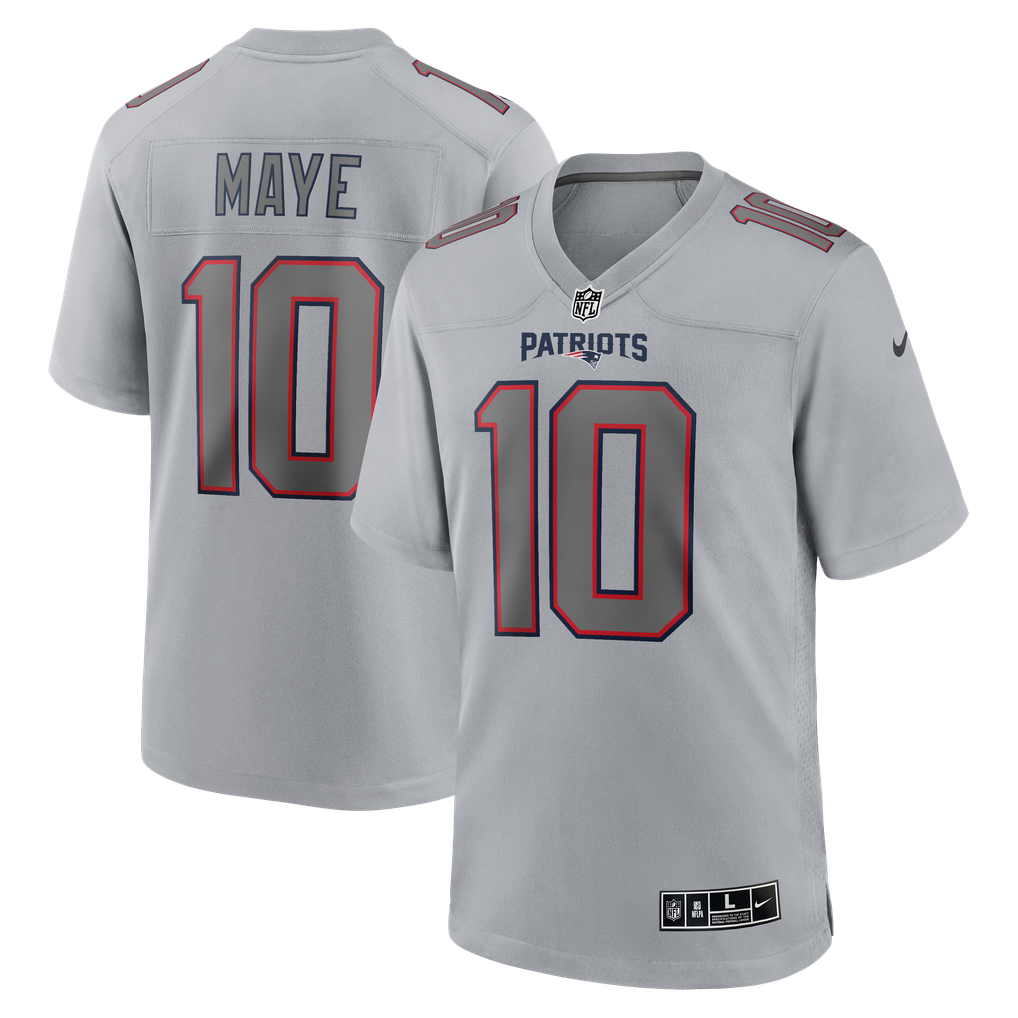 Men's New England Patriots Drake Maye Nike Gray Atmosphere Fashion Game Jersey - Image 2