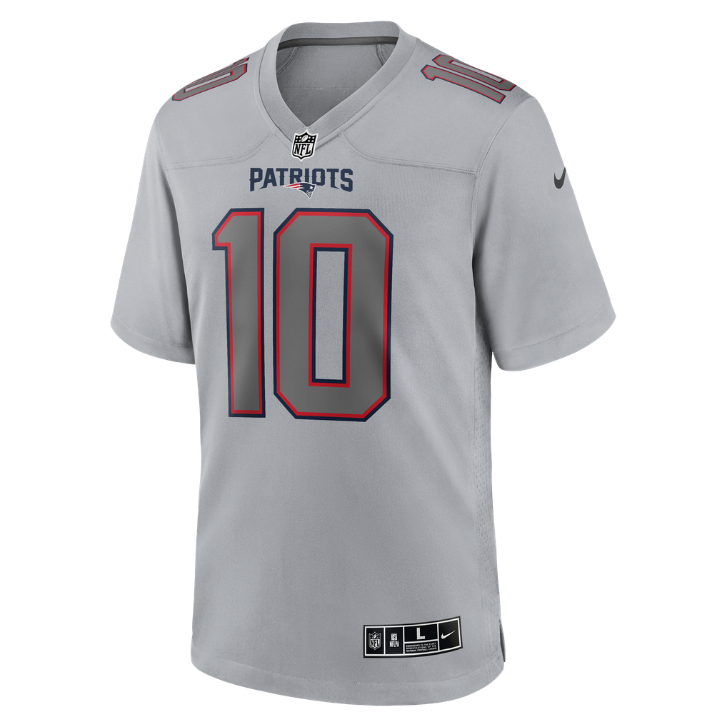 Men's New England Patriots Drake Maye Nike Gray Atmosphere Fashion Game Jersey - Image 3