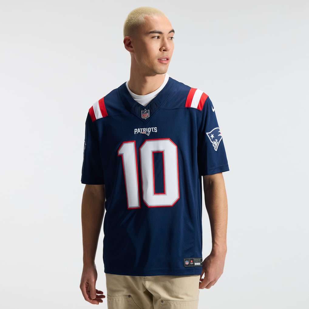 Men's New England Patriots Drake Maye Nike Navy Team Vapor F.U.S.E. Stitched Limited Jersey - Image 3