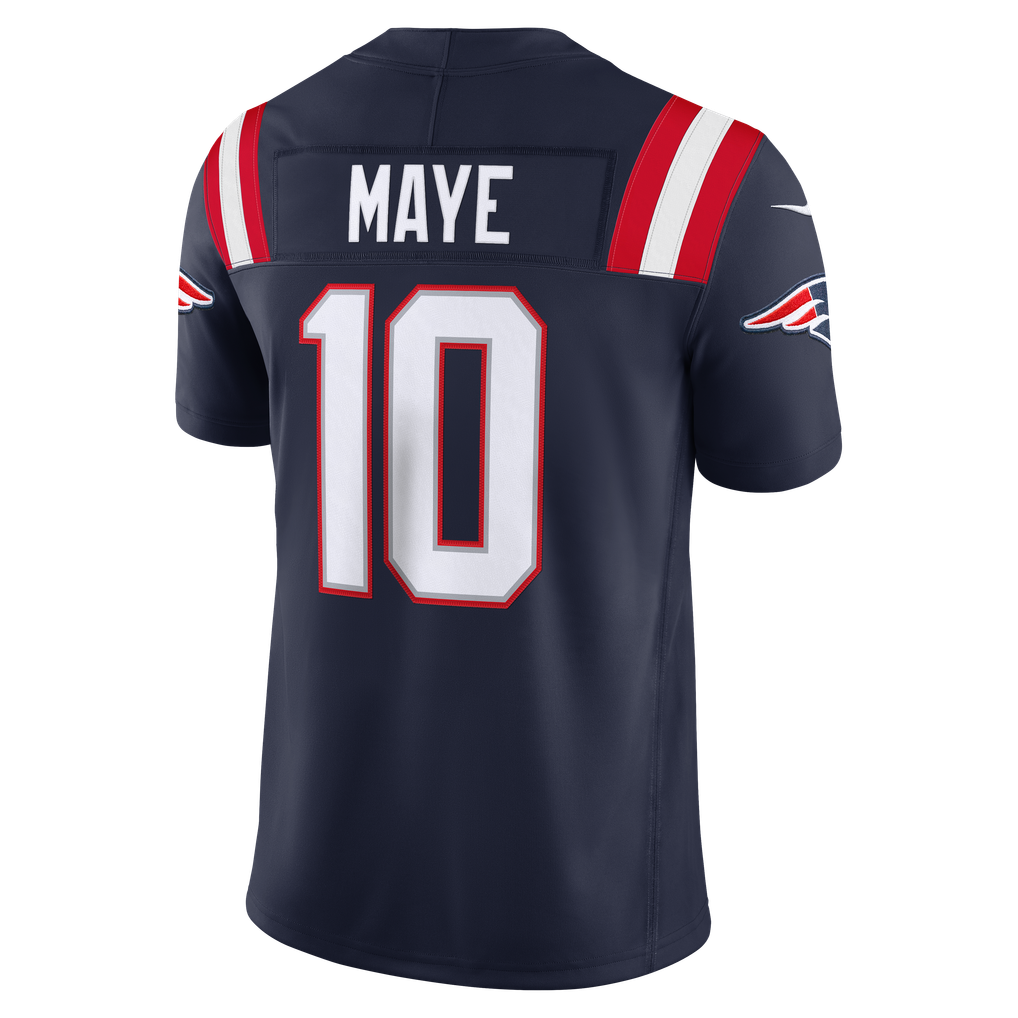 Men's New England Patriots Drake Maye Nike Navy Team Vapor F.U.S.E. Stitched Limited Jersey - Image 8