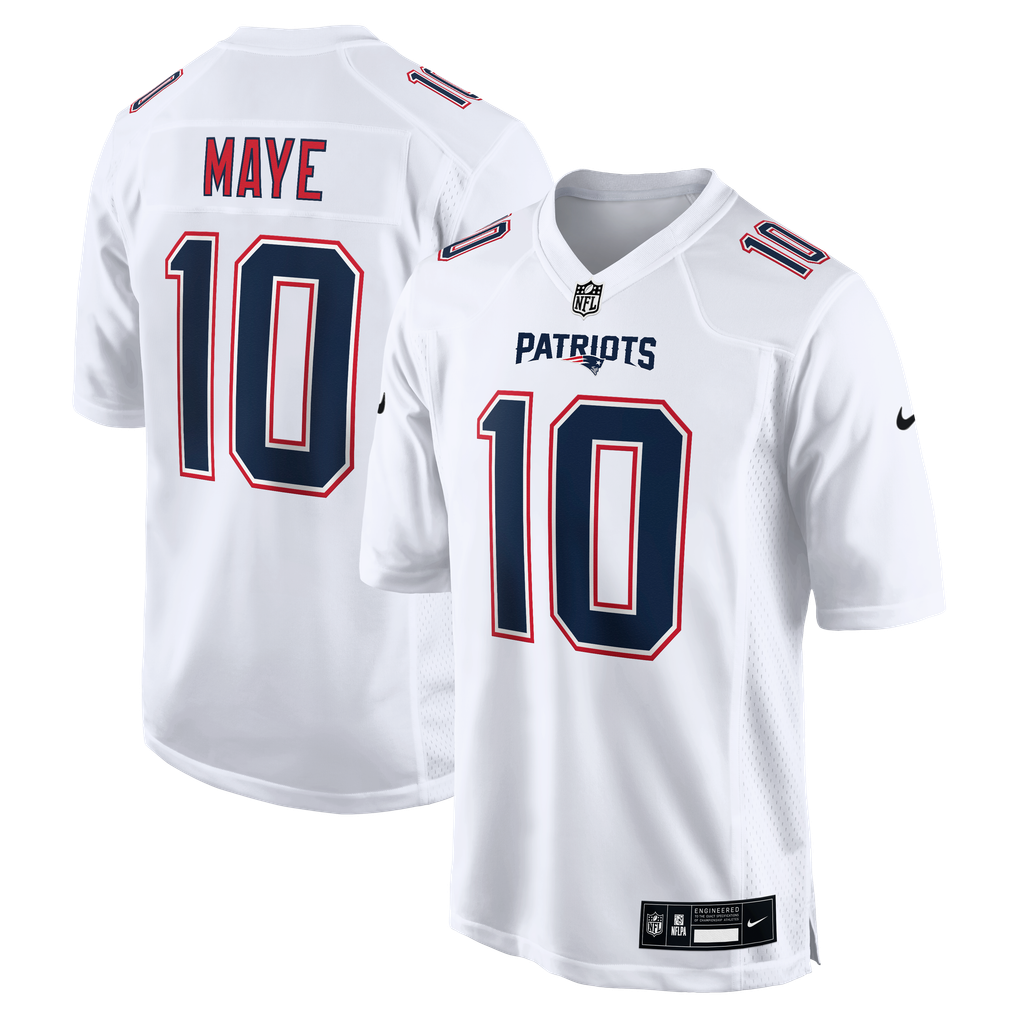 Men's New England Patriots Drake Maye Nike Tundra White Game Jersey - Image 2