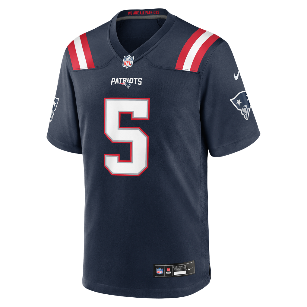 Men's New England Patriots Dre'Mont Jones Nike Navy Team Game Jersey - Image 5