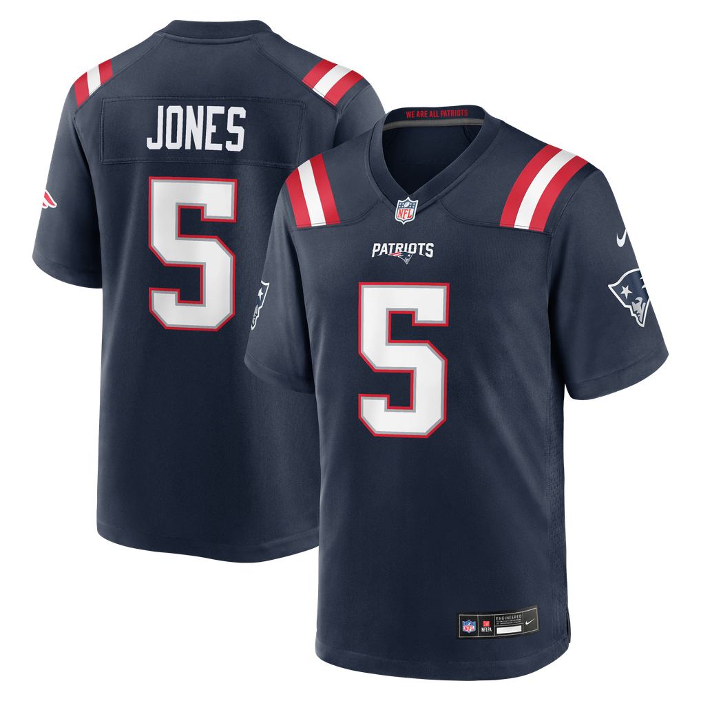 Men's New England Patriots Dre'Mont Jones Nike Navy Team Game Jersey - Image 1