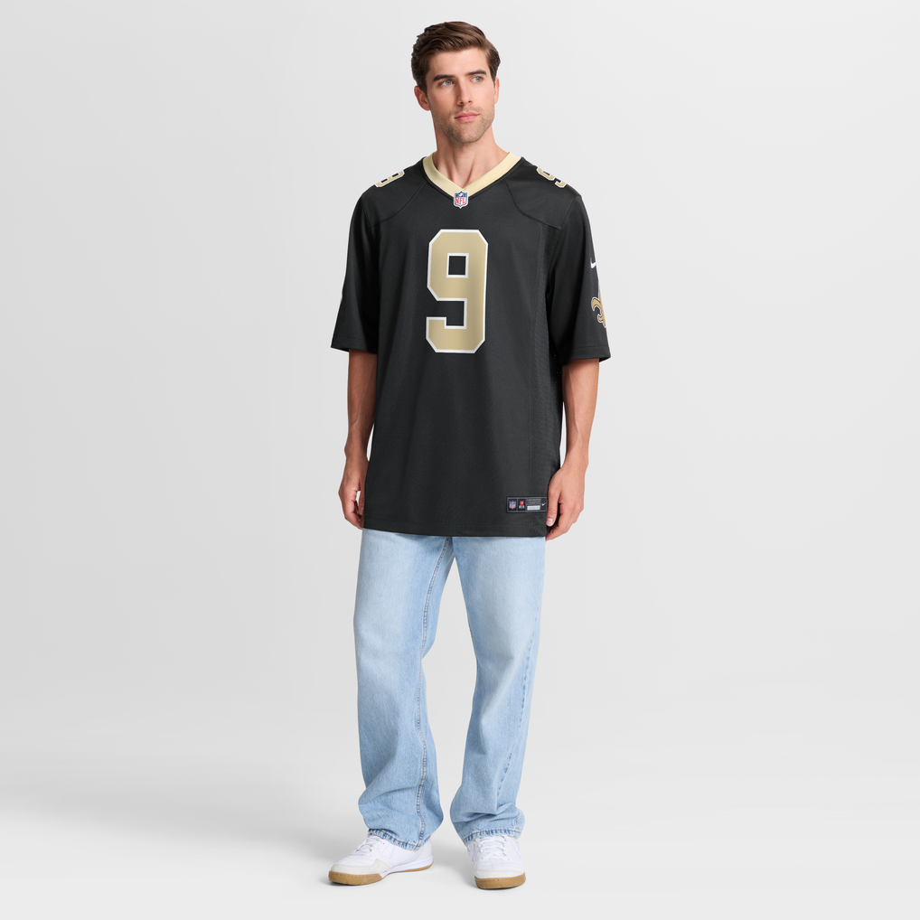 Men's New Orleans Saints Drew Brees Nike  Black Team Game Jersey - Image 5