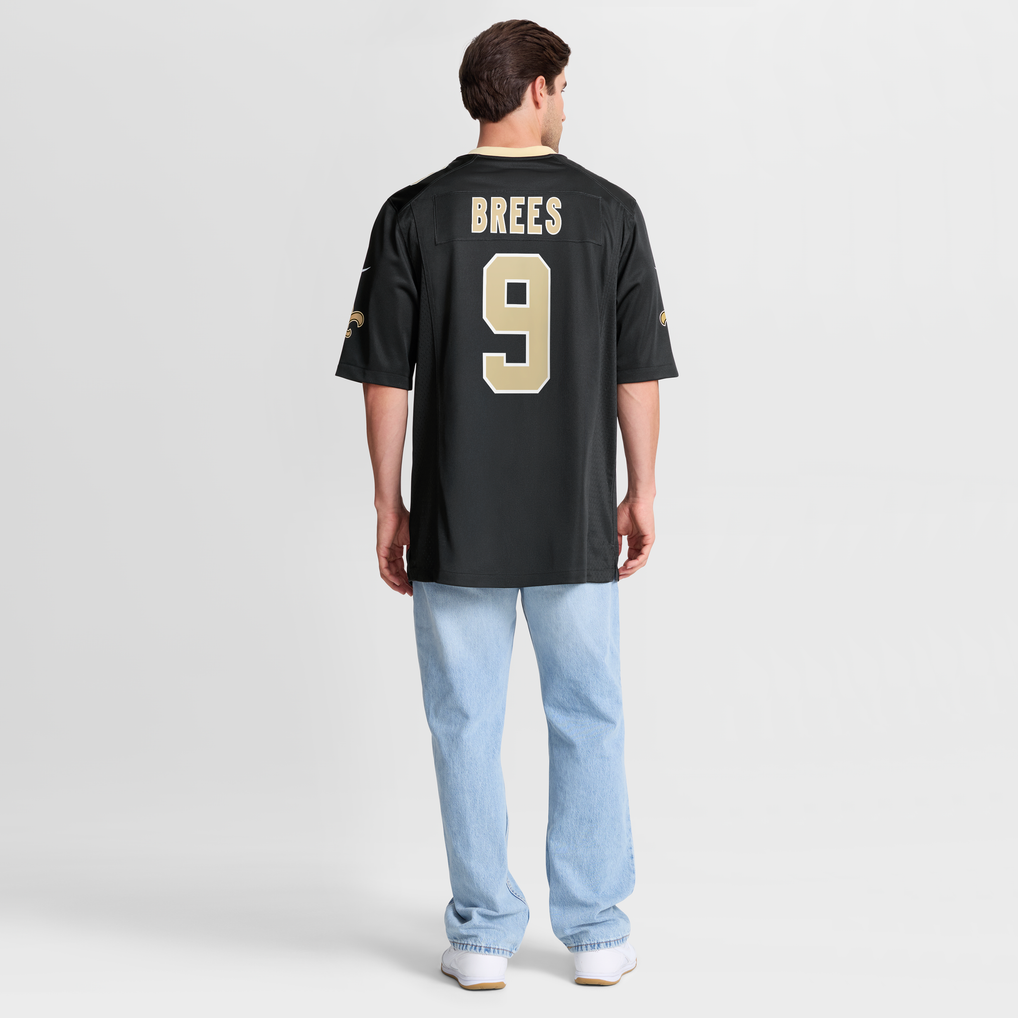Men's New Orleans Saints Drew Brees Nike  Black Team Game Jersey - Image 6