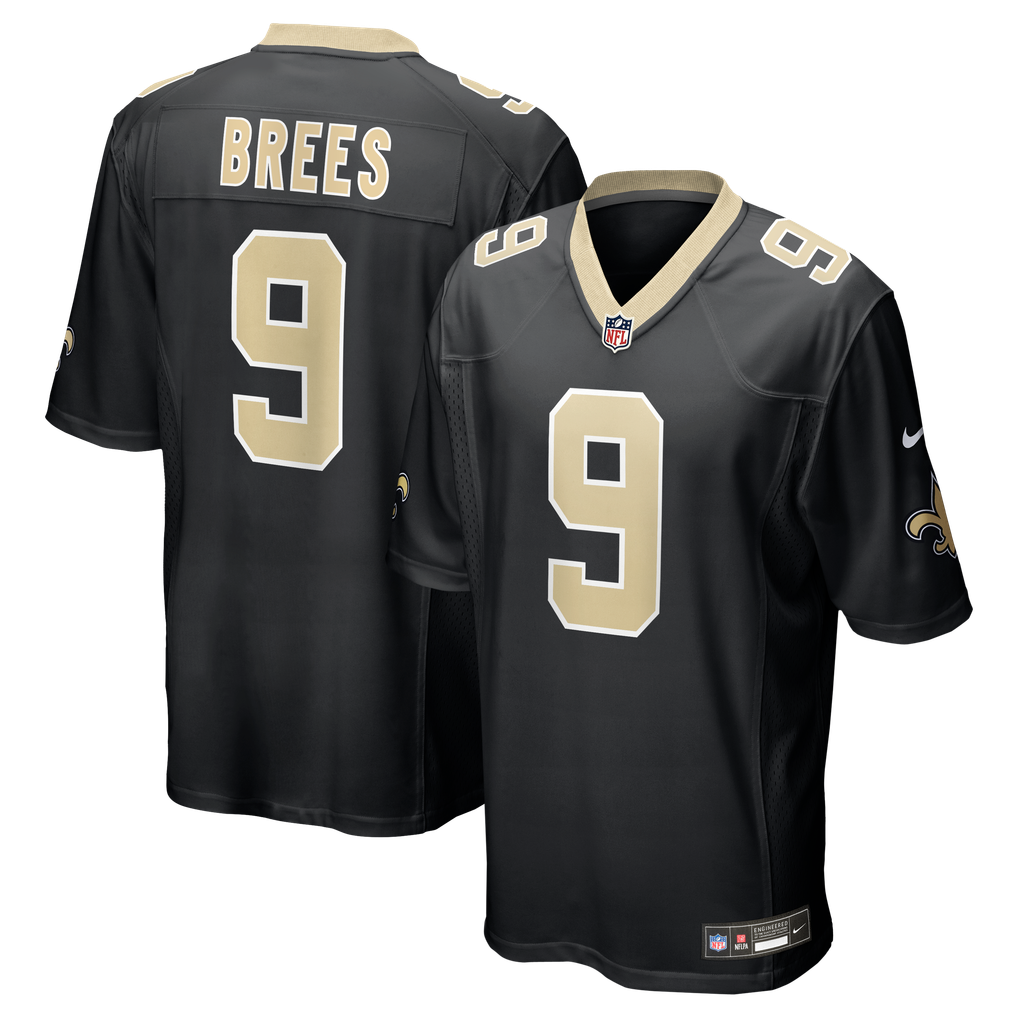 Men's New Orleans Saints Drew Brees Nike  Black Team Game Jersey - Image 2