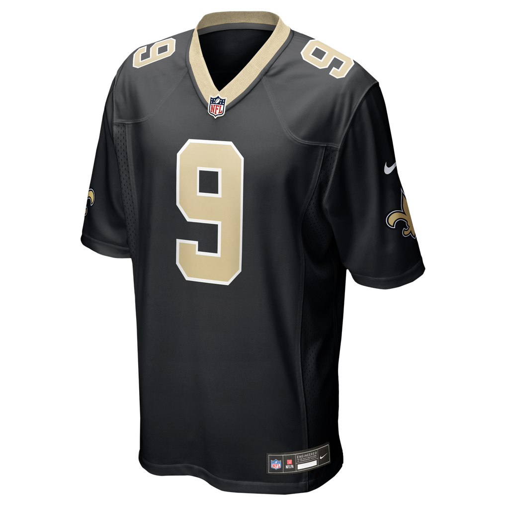 Men's New Orleans Saints Drew Brees Nike  Black Team Game Jersey - Image 3