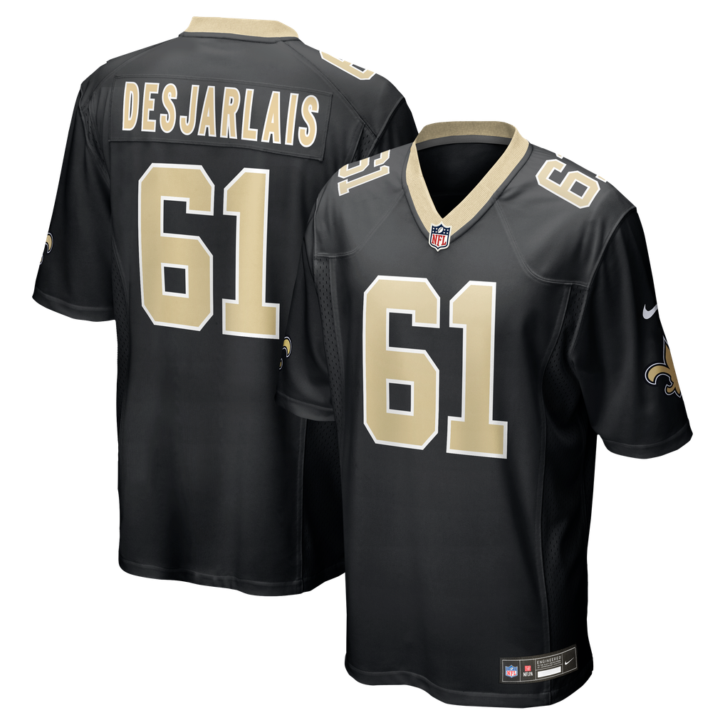 Men's New Orleans Saints Drew Desjarlais Nike Black Game Player Jersey - Image 2