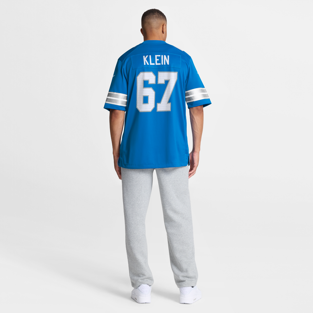 Men's Detroit Lions Elijah Klein Nike Blue Team Game Jersey - Image 4