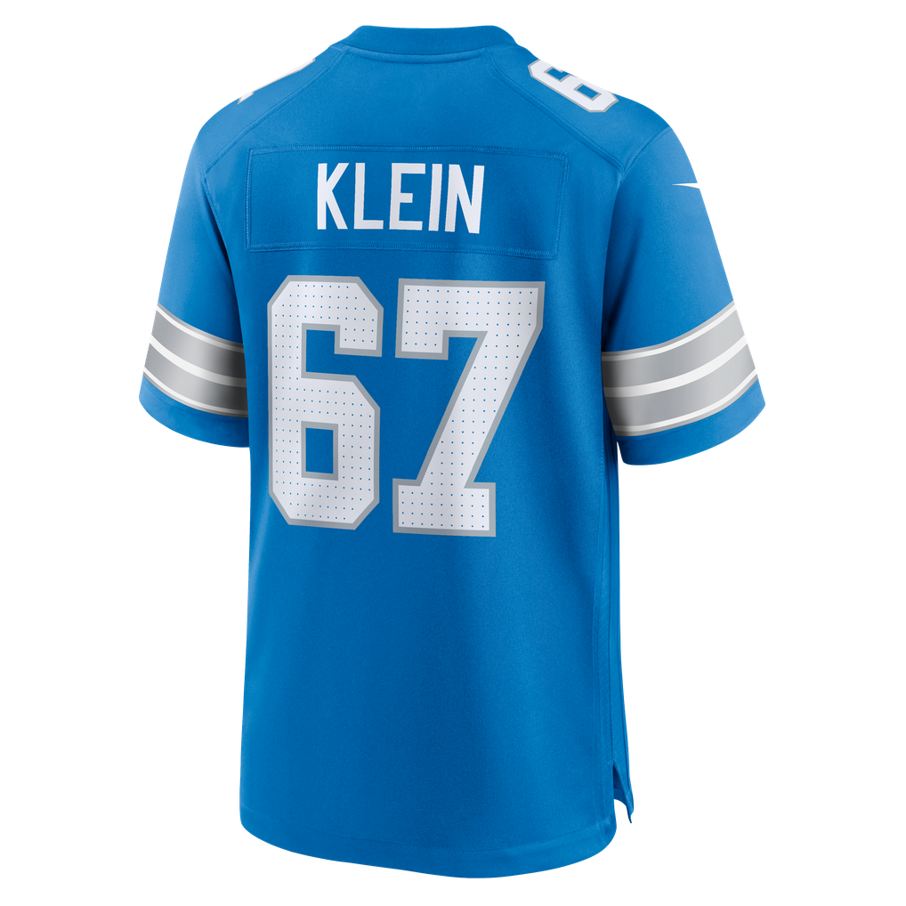 Men's Detroit Lions Elijah Klein Nike Blue Team Game Jersey - Image 6