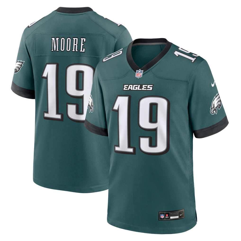 Men's Philadelphia Eagles Elijah Moore Nike Midnight Green Team Game Jersey - Image 2