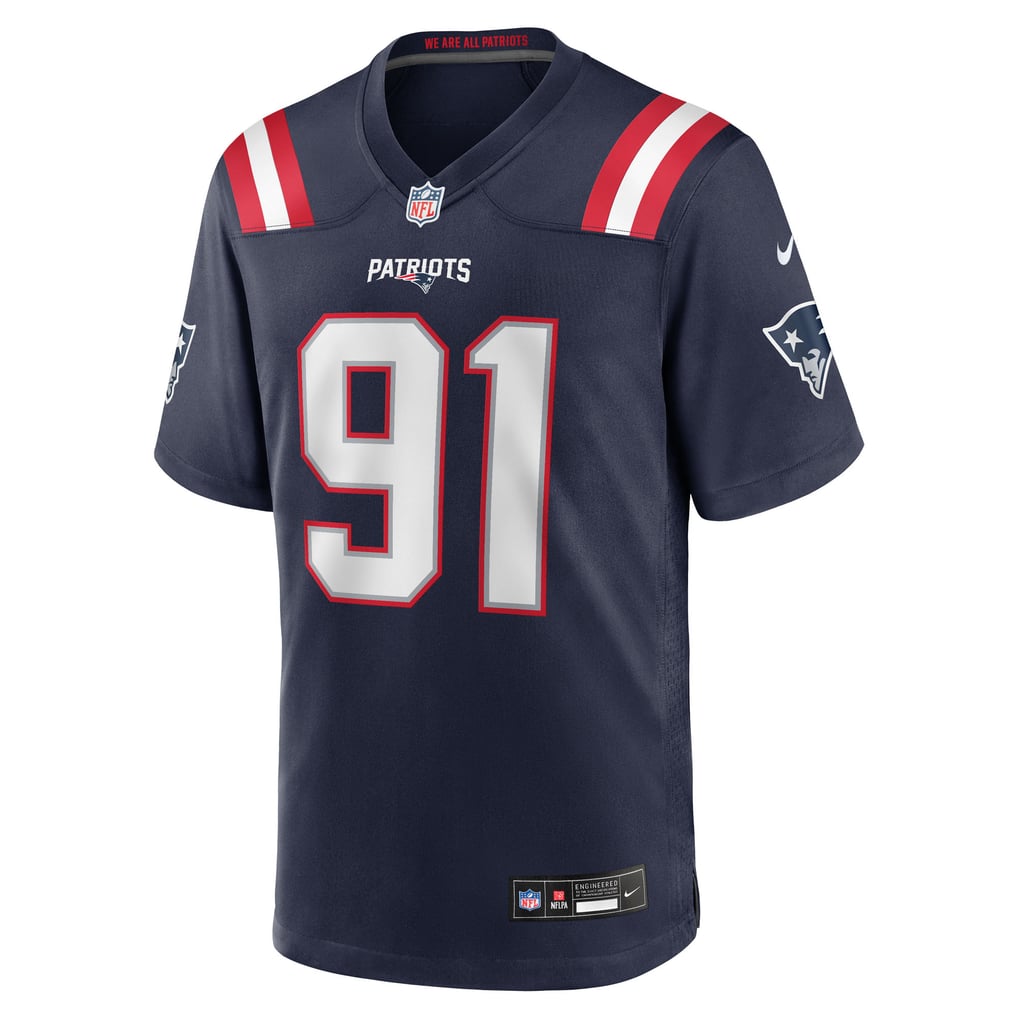 Men's New England Patriots Elijah Ponder Nike  Navy Team Game Jersey - Image 3