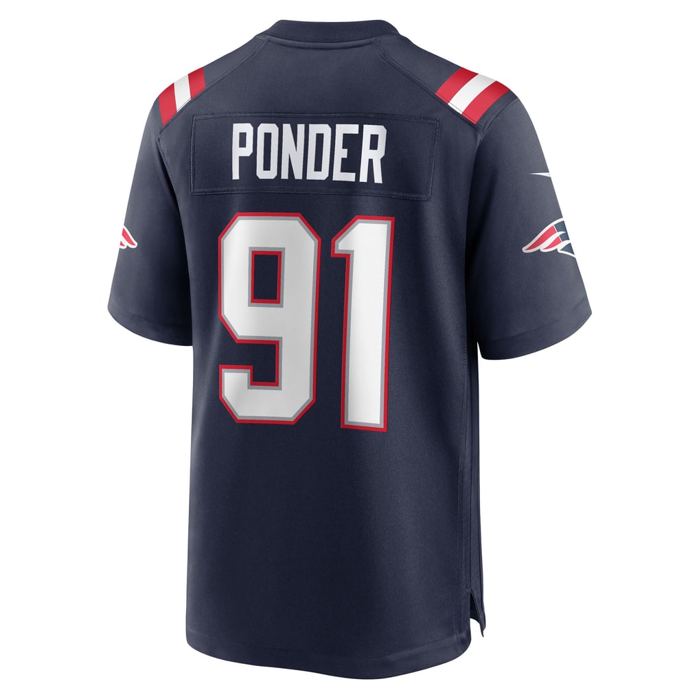 Men's New England Patriots Elijah Ponder Nike  Navy Team Game Jersey - Image 4