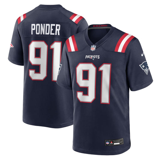 Men's New England Patriots Elijah Ponder Nike  Navy Team Game Jersey - Image 1