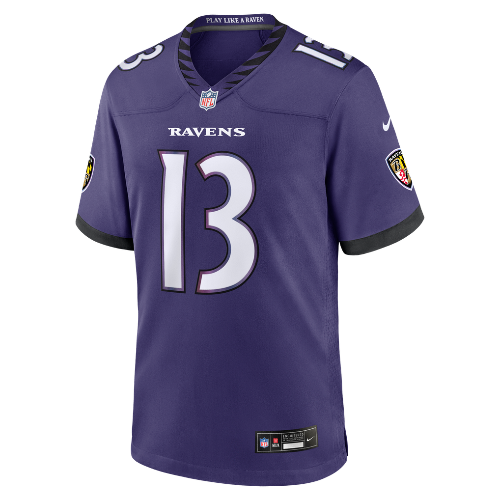 Men's Baltimore Ravens Elijah Sarratt Nike Purple Team Game Jersey