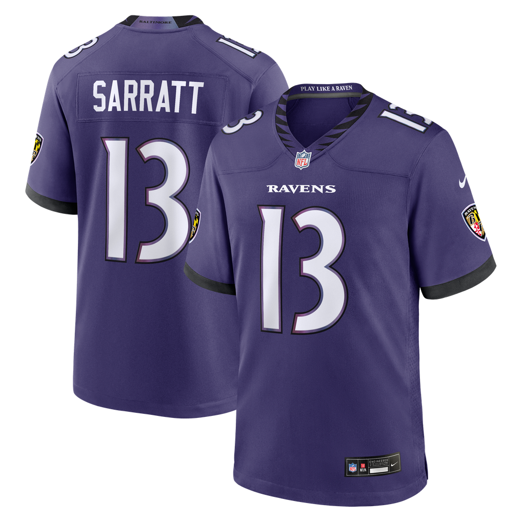 Men's Baltimore Ravens Elijah Sarratt Nike Purple Team Game Jersey