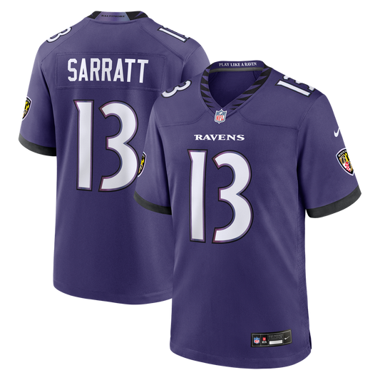 Men's Baltimore Ravens Elijah Sarratt Nike Purple Team Game Jersey
