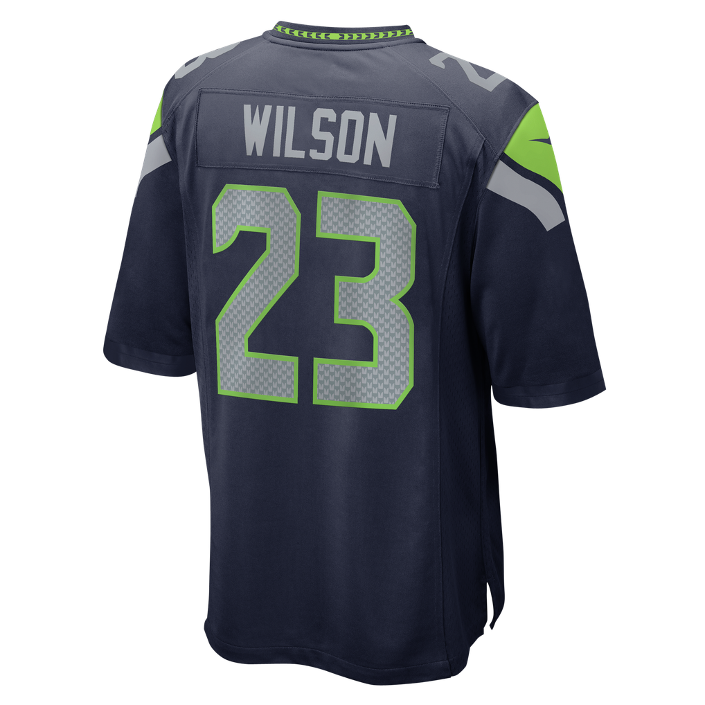 Men's Seattle Seahawks Emanuel Wilson Nike College Navy Team Game Jersey - Image 4