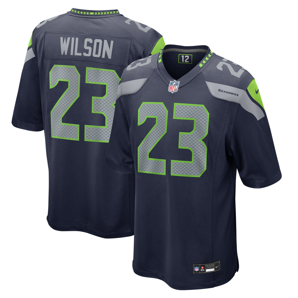 Men's Seattle Seahawks Emanuel Wilson Nike College Navy Team Game Jersey - Image 1