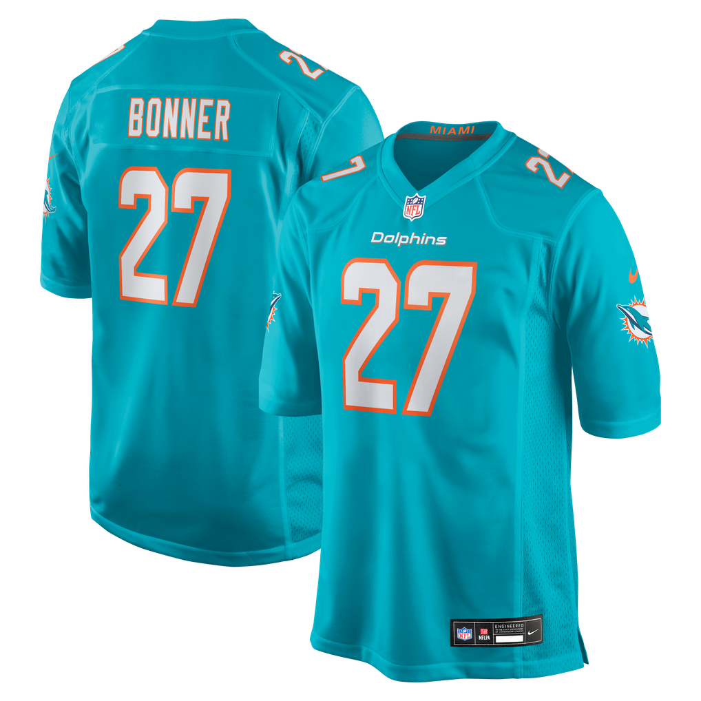 Men's Miami Dolphins Ethan Bonner Nike  Aqua  Game Jersey - Image 1