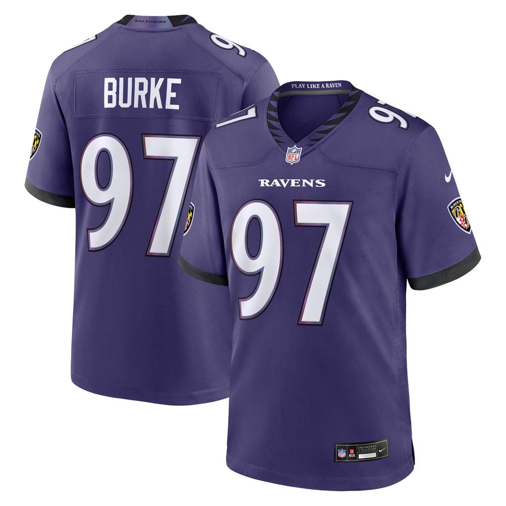 Men's Baltimore Ravens Ethan Burke Nike Purple Team Game Jersey