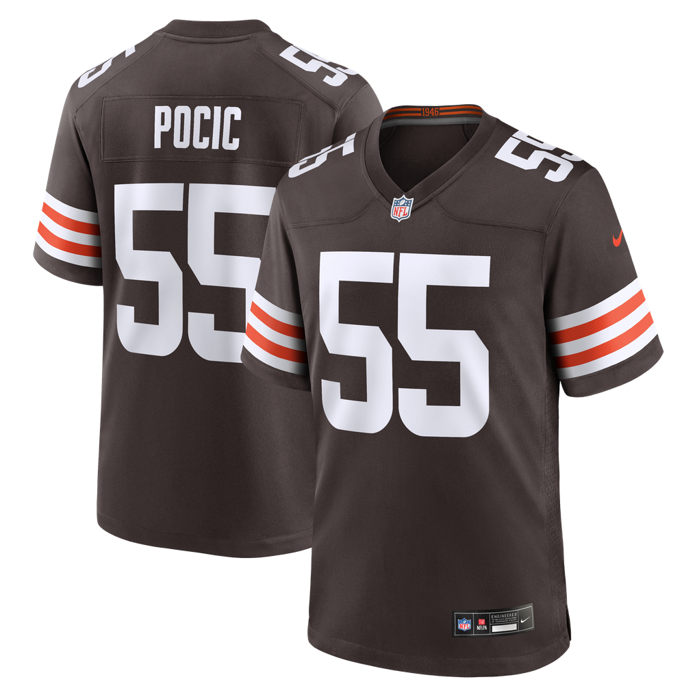 Men's Cleveland Browns Ethan Pocic Nike Brown Game Jersey - Image 2