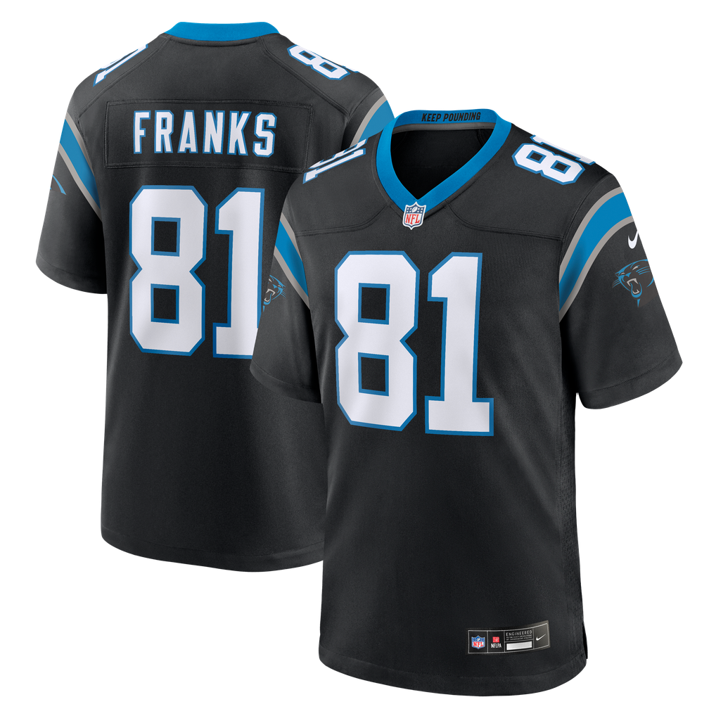 Men's Carolina Panthers Feleipe Franks Nike Black Team Game Jersey - Image 2