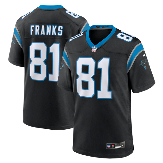 Men's Carolina Panthers Feleipe Franks Nike Black Team Game Jersey - Image 1