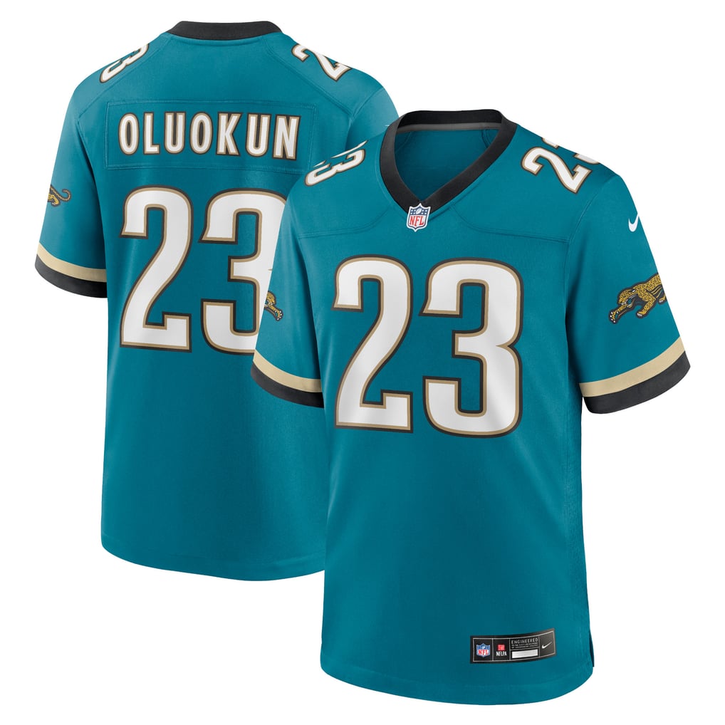 Men's Jacksonville Jaguars Foye Oluokun Nike Teal Prowler Throwback Player Game Jersey - Image 2