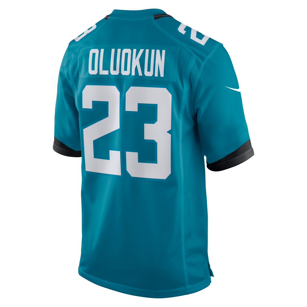 Men's Jacksonville Jaguars Foyesade Oluokun Nike Teal Game Player Jersey - Image 4
