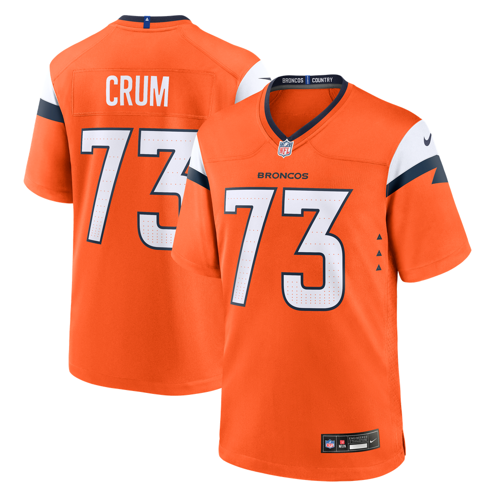 Men's Denver Broncos Frank Crum Nike  Orange Team Game Jersey - Image 2