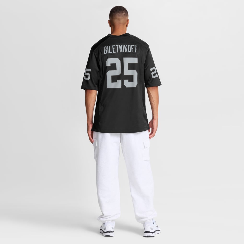 Men's Las Vegas Raiders Fred Biletnikoff Nike Black Game Retired Player Jersey - Image 9