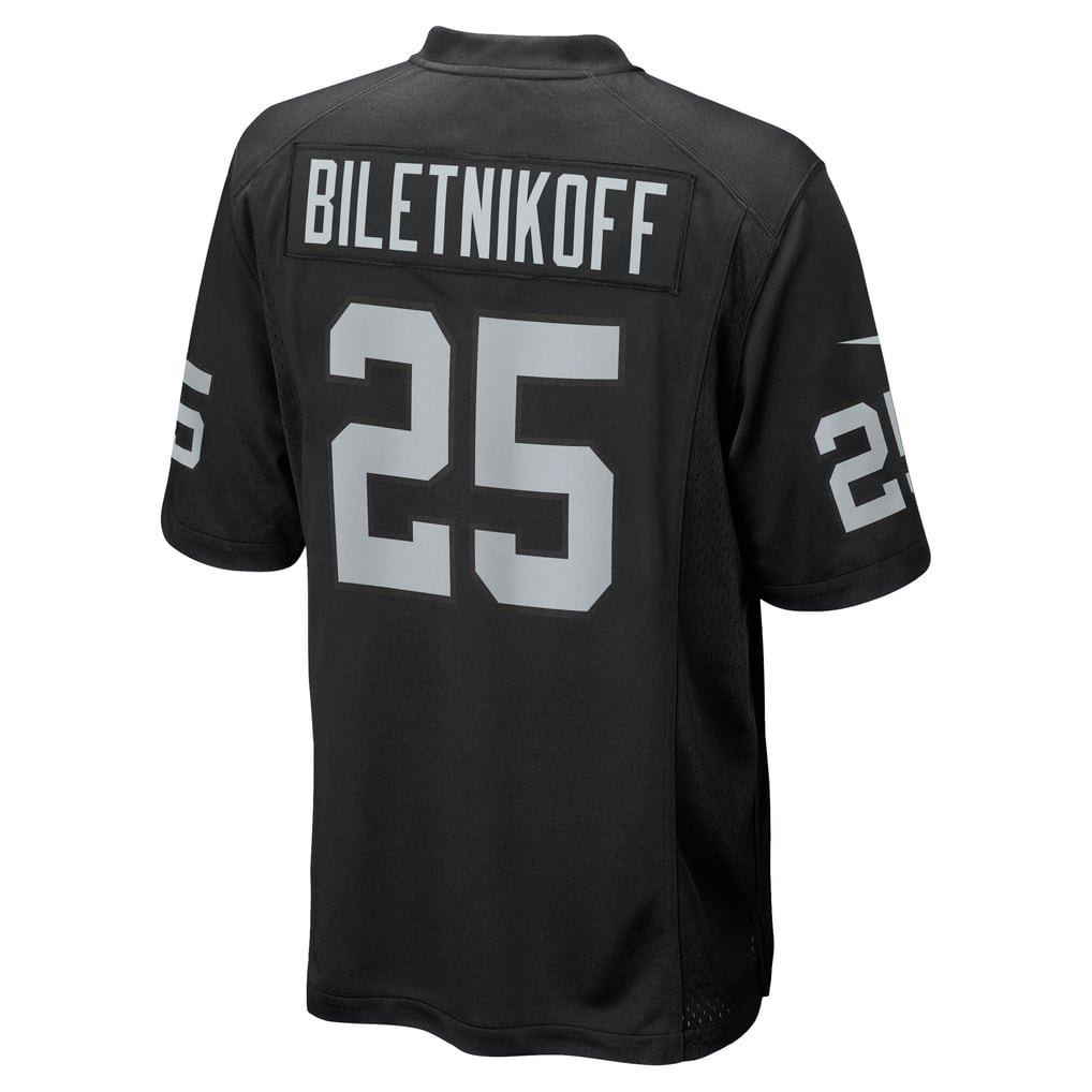 Men's Las Vegas Raiders Fred Biletnikoff Nike Black Game Retired Player Jersey - Image 4