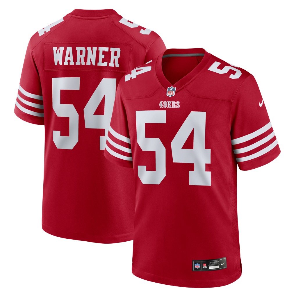 Men's San Francisco 49ers Fred Warner Nike Scarlet Player Game Jersey - Image 2