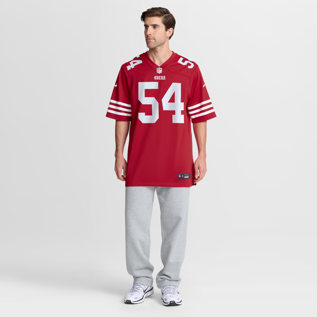 Men's San Francisco 49ers Fred Warner Nike Scarlet Team Game Player Jersey - Image 8