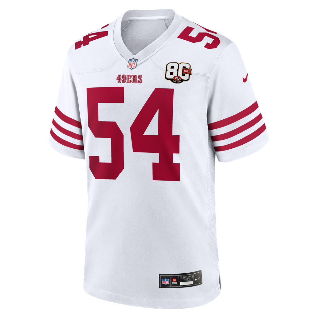 Men's San Francisco 49ers Fred Warner Nike White 80th Anniversary Game Jersey - Image 3