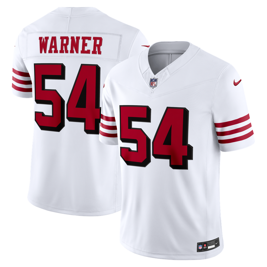 Men's San Francisco 49ers Fred Warner Nike White Alternate Vapor F.U.S.E. Stitched Limited Jersey - Image 2
