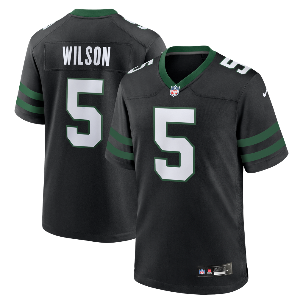 Men's New York Jets Garrett Wilson Nike Legacy Black Alternate Game Jersey - Image 2