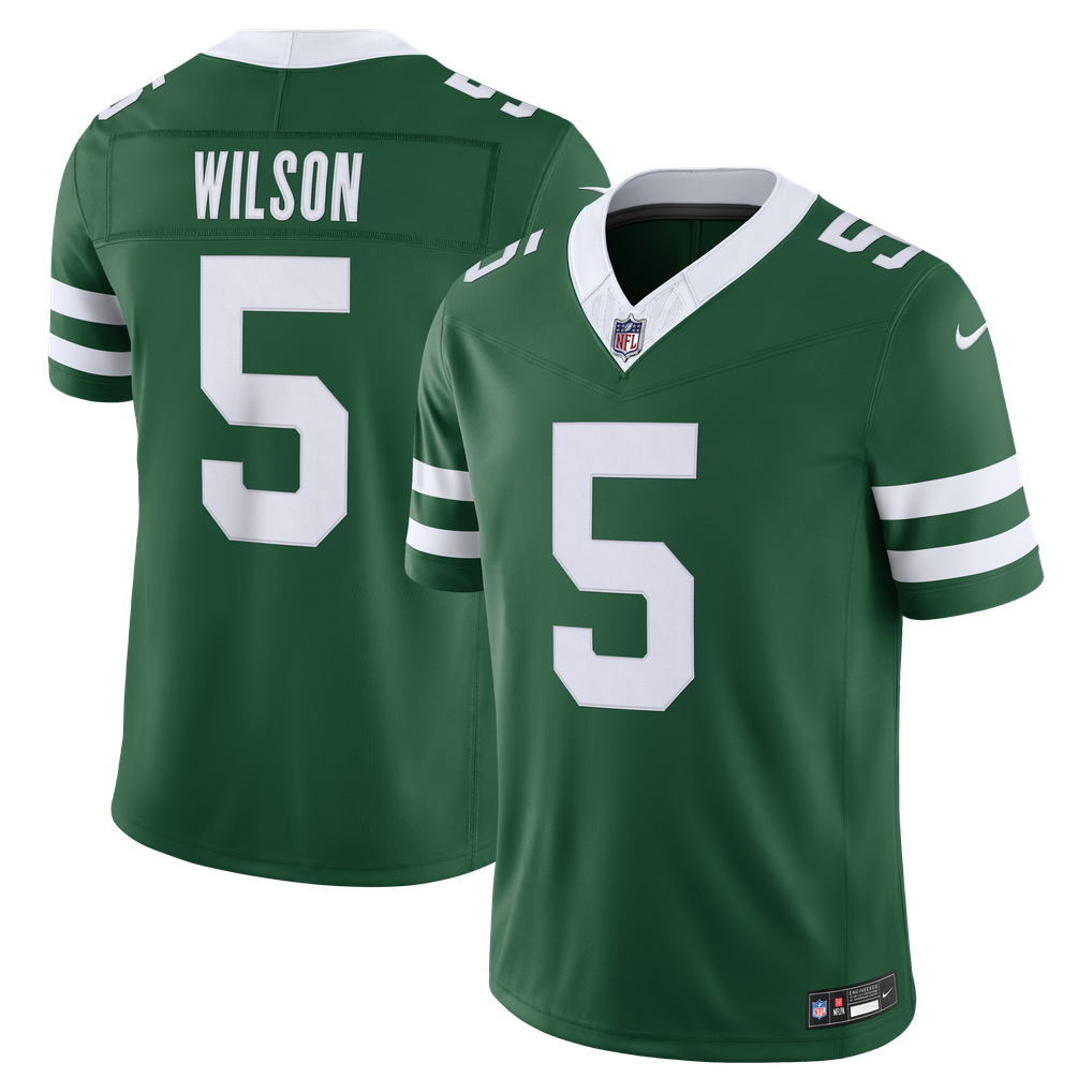 Men's New York Jets Garrett Wilson Nike Legacy Green Team Vapor F.U.S.E. Stitched Limited Jersey - Image 1